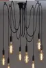 68101214 Heads Amercian Vintage Pendant Light Hanging Lamp Black Vintage E27 40 W Retro Pendant Lights7975838