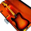 Guitarra elétrica amarela, folheado de linhas burl, escala de bordo, hardware cromado, pode ser personalizado conforme solicitação