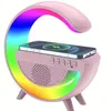 Multifunction RGB Light Wireless Charger Stand FM TF Card USB Bluetooth Speaker For iPhone Xiaomi Samsung Fast Charging Station