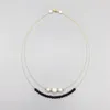Pendants FoLisaUnique 7-8mm White Freshwater Pearls 4mm Black Onyx Necklace For Women Gold Filled Beads Elegant Choker Layers