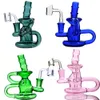 Small Glass Water Pipe Hand Smoking Bong Pipes Shisha Hookah Recycler Dab Rig Bubbler with 14mm Banger