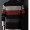 Polos masculinos outono inverno listra impressão manga reta longo polo botão em torno do pescoço camiseta negócios casual moda topos