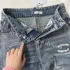 Kvinnliga jeans broderade rosa eller vita mönster denim byxor blå med dammväska 25942