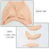 Accesorios de disfraces Realzador de glúteos Almohadillas de 1,2 pulgadas Body de silicona Forma de seno grande realista y pantalones de vagina falsa Conjunto de tetas artificiales