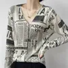 Women's Knits Autumn Winter Cardigan Women Fashion Cashmere Sweater Long Sleeve Knitting Graffiti Pictorial Pattern Coat Korean Tops