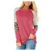 T-shirt da donna Autunno e inverno Moda stampa leopardata Bottoni a righe Girocollo Top a maniche lunghe Camicetta da donna Camicia 2024