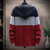 Männer Pullover 2024 Herbst Winter Fleece Mit Kapuze Sweatercoat Gestreifte Strickjacke Männer Warme Casual Pullover Jacken Dicken Strick Windjacke