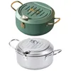 Casseroles 1pc Pan d'huile en acier inoxydable Ménage avec couvercle Tempura Friteuse Petite économie Frites Frites