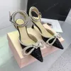 Mach Glitter double-deck bow Pumps shoes Crystal Rhinestone evening dres 65mm high heel sandals women's slippers luxury designer ankle Dress shoe wedding dres