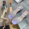 Kleid Schuhe Sommer Frauen Französisch Strass Schleife dick mit transparenten Joker Sandalen.