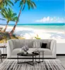 Bakgrundsbilder PO TAPETER MALDIVER SEA SEWE COCONUT TREE LANDSCAPE Väggmålningar Väggduk Vardagsrum TV SOFA BACKDROP Heminredning Fresco4102996