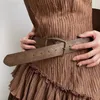 Belts Vintage Pattern Print Belt Carved Western Design Brown Jeans Dress Hip Hop Street Style Pu Leather Women Fashion Accessories