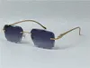 Óculos de sol vintage 563591 homens design lentes de corte sem moldura forma quadrada retro óculos uv400 óculos cor de luz dourada