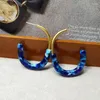 Boucles d'oreilles Europe Amérique Rétro Hipster Simple Changchun Tempérament Bleu Semi-circulaire