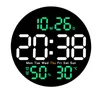 Wall Clocks 10Inch Temperature Humidity Digital Clock With Remote Control Alarm Date Week Display Wall-Mounted For Home