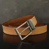 Belts High Quality Designer Men Pin Buckle Retro Cow Genuine Leather Younth Casual Jeans Ceinture Homme Khaki