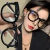 Lunettes de soleil mode Vintage lunettes Anti bleu glaçage noir optique unisexe grand cadre rond bloquant lunettes brillantes