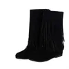 Sapatos de vestido Senhora Mid-Calf Botas de Inverno Dedo Do Pé Redondo Borla Sapatos Flock Quente Encaixe Largo 45-33 Altura Aumentando Saltos 4cm Botas Cinza ZapatosL231228