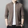 Pulls pour hommes Cardigan en laine de mouton épais pull à fermeture éclair à manches longues tricots pur mâle manteau en tricot chaud