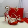2024 Plattform Sandaler Womens Dress Shoes High Heeled Ankle Wraparound Shoe Embelled Snake Strass Stiletto120mm Luxury Designers Crystal Chandelier Sandal