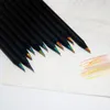 Crayon multi-plomb en bois noir, 7 couleurs, vente en gros, dessin animé, bande dessinée, arc-en-ciel, crayon en bois pour enfants