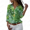 Camicette da donna Camicie a maniche lunghe da donna Stampate in 3D stile vacanza hawaiana Top casual larghi alla moda da strada