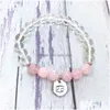 Beaded MG1528 Strand 8 mm Rose Quartz Cancer Zodiac Armband Fashion Womens Clear Gemstone Armelets Födelsedag Stone Wrist Mala Jewelr DHM2N