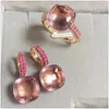 Brincos colar colar brincos conjunto 2 pçs/set 12.6mm anel inlay roxo zircão doce cristal jóias nudo gotas moda gota deli dh2dz