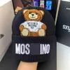 Beanie/Skull Caps New Fashion Cute Italy Bear Brand Knitted Letters Cold Hat Woolen Cap Men Women Autumn Winter Warmth Thick for Adult Hats 240125