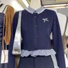 Gonne Set di gonne da donna Completi di maglione a due pezzi Top in maglia a maniche lunghe stile preppy coreano