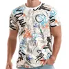 T-shirt da uomo T-shirt con grafica casual stampata con motivo 3D T-shirt da uomo con cravatta sul davanti per uomo con collo a lupetto