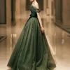 Army Green Long Off Shoulder Evening Dress Lady Girl Women Princess Prom Banquet Party Wedding Bridal Performance Dress Gown 240124