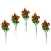 Fleurs décoratives 5 pièces tige artificielle de fraise simulée fausses Branches de Fruits Vases en plastique décor à la maison Bouquet plantes ornements tiges