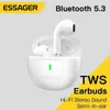 Kulaklıklar Essager TWS Kablosuz Kulaklıklar 5.3 Bluetooth Kulaklıklar Bt Stereo Yarı Öfke Kutusu Mini Heaset Telefonlar için MIC ile