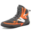 Sapatos de boxe antiderrapantes masculinos sapatos de luta profissional jovens sapatos de luta livre confortáveis azul laranja