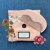 Peigne de styliste en bois de pêche, peigne de maquillage rose avec lin, petit emballage Floral, vente en gros