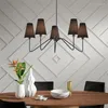 Lustres de ferro forjado clássico polido ouro/preto com tons de linho branco quarto lustre moderno iluminação decorativa