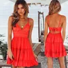 Robes décontractées dentelle jarretelle robe de soleil été sexy dos nu sans manches plissé mini fête femme plage fraîche et douce