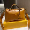 Boston Bag Frauen Totes Handtasche Geldbörse Crossbody Bags Modebrief glatte Leder Reißverschluss Kissen Totes Verstellbar abnehmbar shute252r