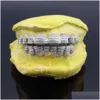 Correntes de barriga Moissanite Grillz Personalizado Hip Hop Jóias 18K Banhado A Ouro Dentes Invisíveis Com Corte Princesa 925 Sier Vvs Mossanite Drop D Dhrct