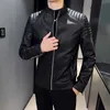 Herrjackor Trend Motorcykeljacka Spring Mens Fashion Leather Jacket Slim Fit Pu Jacket Male Anti-Wind Motorcykeljackor Män Biker Coat J240125