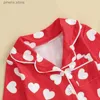 Ensembles de vêtements à manches longues bébé garçons filles vêtements de nuit pyjamas combinaisons col à revers coeur imprimé bouton barboteuses nouveau-né vêtements de détente vêtements