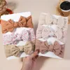 헤어 액세서리 3pcs/세트 달콤한 프린트 활 아기 머리띠 귀여운 단색 소녀 Bow Knot Turban Soft Born Infant Headwear