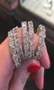 Verkoop Damesmode-sieraden Real 925 Sterling Zilver Emerald Cut White Topaz CZ Diamond Promise Women Wedding Band Ring For Lov3694316