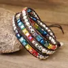 Link Bracelets Strand Wrap Bracelet With Natural Stones Multi Color Vintage Beads Weaving Statement Vegan Jewelry