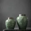 Celadon Dragon Çay Kutusu Organizatörü TeAware Cloud Conster Depolama için Jar Vintage Yeşil Caddy Teneke Çay Tören Madenleri 240119