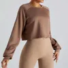 Long sleeved sports sweater T-shirt Women's outdoor yoga cover up Short fitness top Loose casual sportswear Fashion Trend Clothes