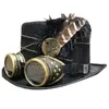 Bérets Steampunk Top Hat Laine Feutre Victorien Avec Lunettes Plume Unisexe Costume Cap Gothique Hippies Cosplay Accessoires