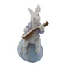 Décoration de lapin de pâques, statues de lapin musicien mignon avec œufs de pâques pour la maison et le bureau, 240119