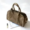 Versatile Women's Boston Bag Row suede leather large capacity commuting bag cowhide handbag 240125